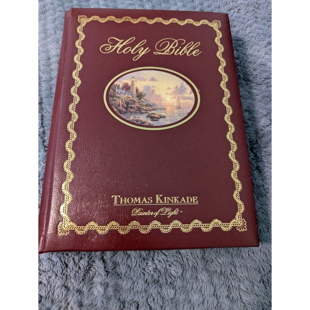 Thomas Kinkade Painter Of Light NKJV Holy Bible Burgundy Leather EUC 2002 Large